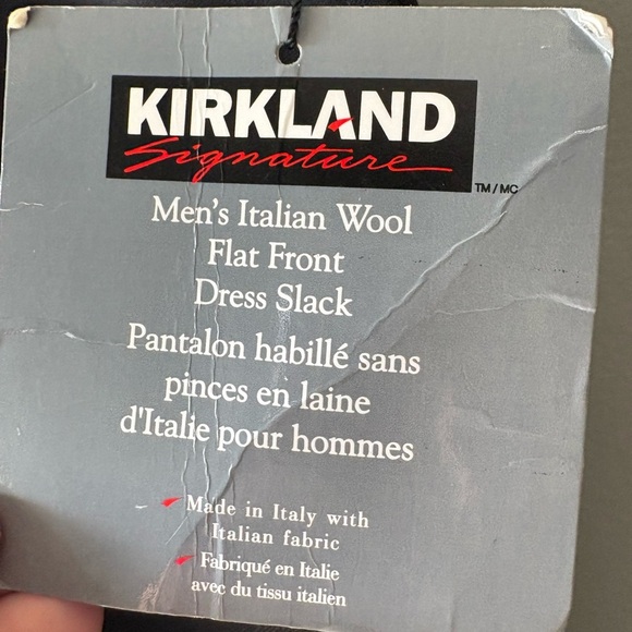 NWT Kirkland, size 38x30, men’s 100% Wool, Made in Italy black dress pants - Picture 3 of 8